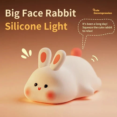 Cute Rabbit Silicone LED Night Light – Soft Touch USB Rechargeable Sleeping Lamp for Kids Bedroom & Nursery - Free Delivery