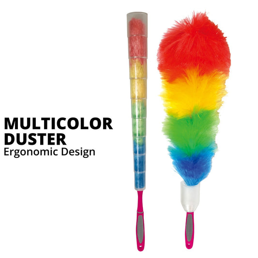 Rainbow Feather Duster – Microfiber Brush for Cleaning Dust & Dirt