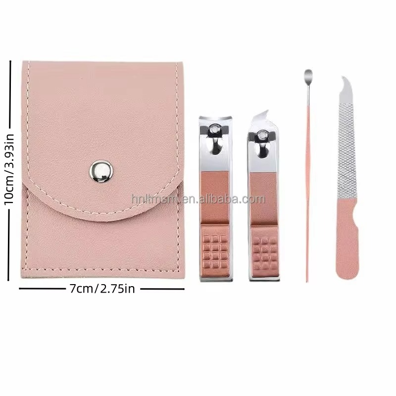 4pcs Manicure & Pedicure Set – Stainless Steel Nail Clippers Kit with Travel Case