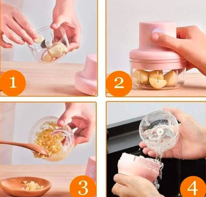 250ml USB Rechargeable Portable Electric Mini Chopper – Compact Food Processor for Garlic, Onion, Vegetables