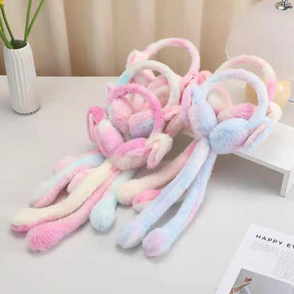 Cute Soft Winter Ear Warmers with Jumping Bunny Ears – Ultra Plush Warm Earmuffs for Kids, Girls & Teens - Random Color