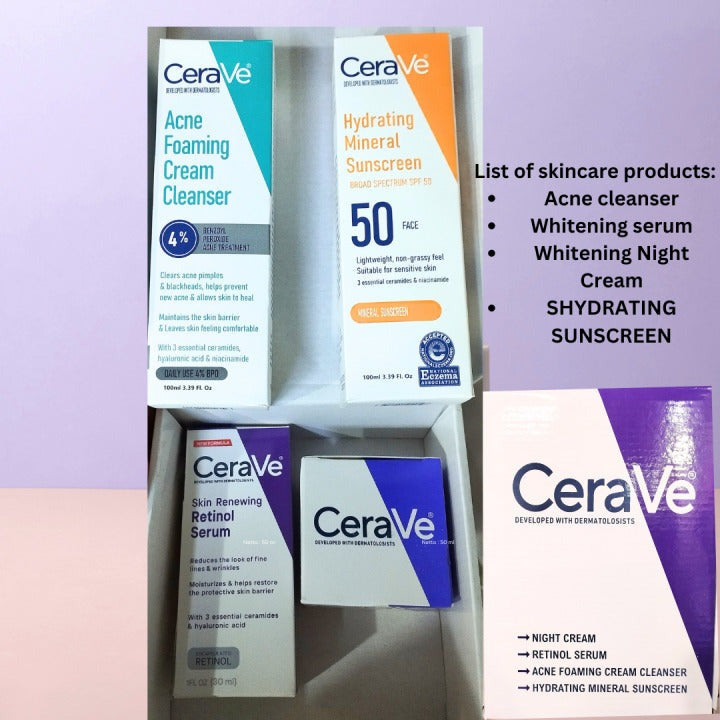 CeraVe 4-in-1 Skincare Bundle – Complete Daily Face Care Set for Hydration & Skin Barrier Repair - Free Delivery