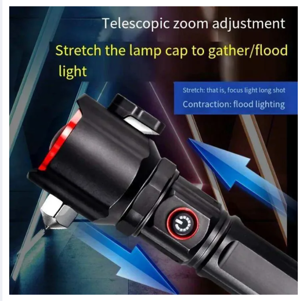 8-in-1 Emergency LED Flashlight – 12000mAh Power Bank, Metal Body Torch with 1KM Range & Safety Tools