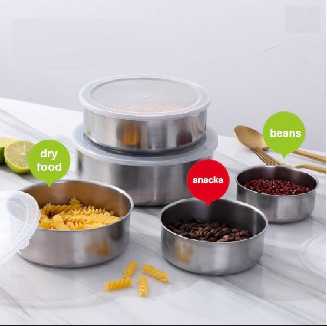 5pcs Stainless Steel Bowl Set – Multi-Purpose Mixing, Serving & Storage Bowls for Kitchen Use