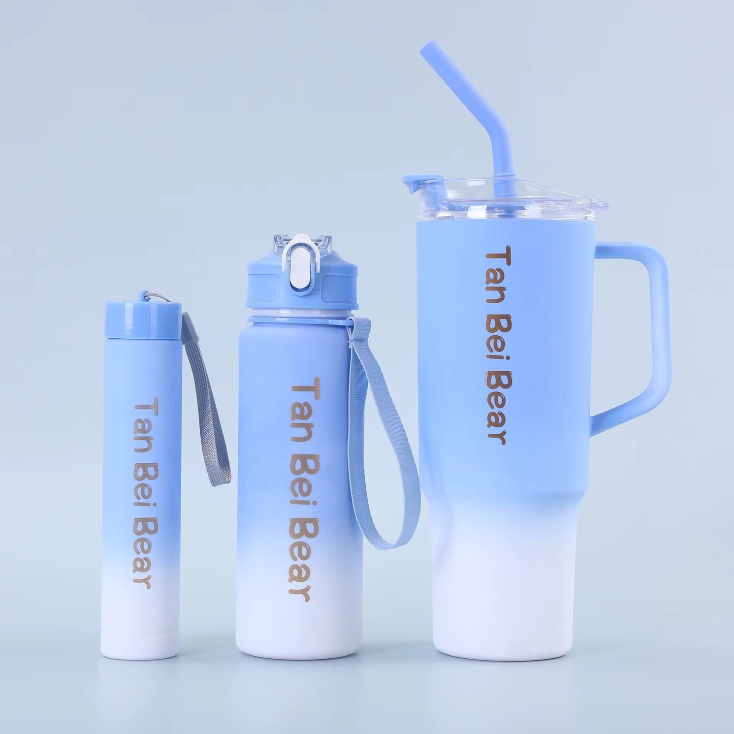 3-in-1 Gradient Tumbler Mug 1200ml | Plastic Body | Leakproof Travel Mug with Straw & Lid