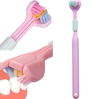 Pack of 2 | 3 Side Toothbrush | 180° Triple Head Soft Bristle Toothbrush | Deep Cleaning for Teeth & Gums