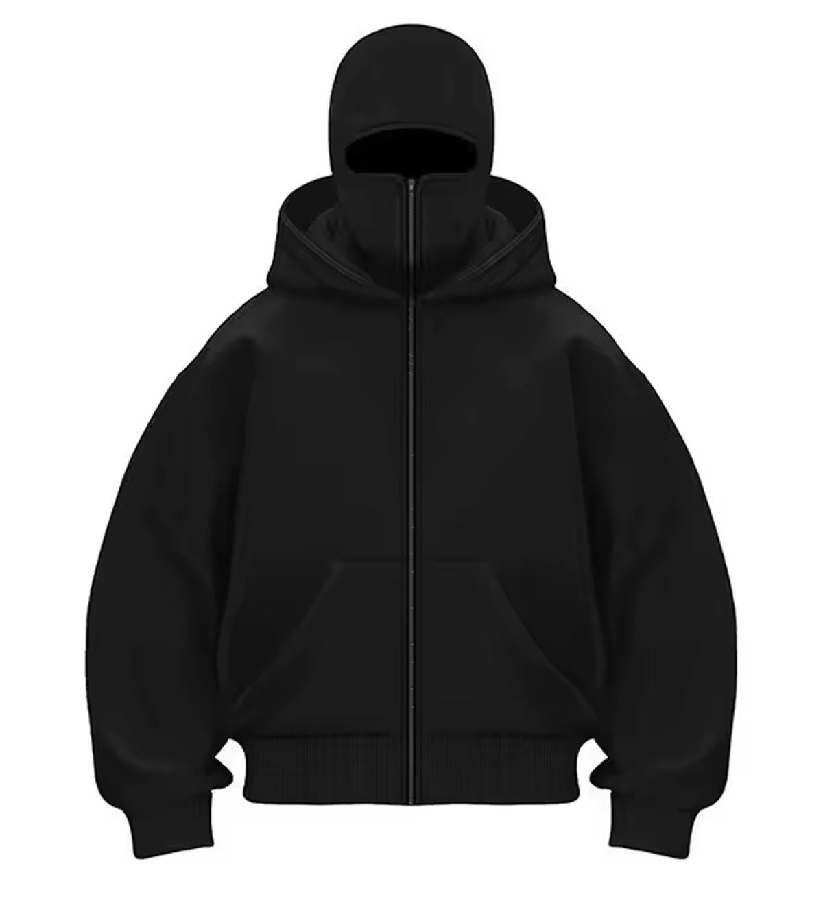 Balaclava Ninja Zipper Hoodie for Men – Full Face Mask Hoodie | Winter Windproof Streetwear | Stylish Warm Ninja Jacket