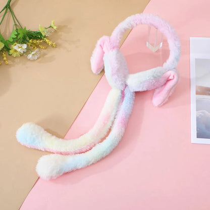 Cute Soft Winter Ear Warmers with Jumping Bunny Ears – Ultra Plush Warm Earmuffs for Kids, Girls & Teens - Random Color