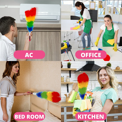 Rainbow Feather Duster – Microfiber Brush for Cleaning Dust & Dirt