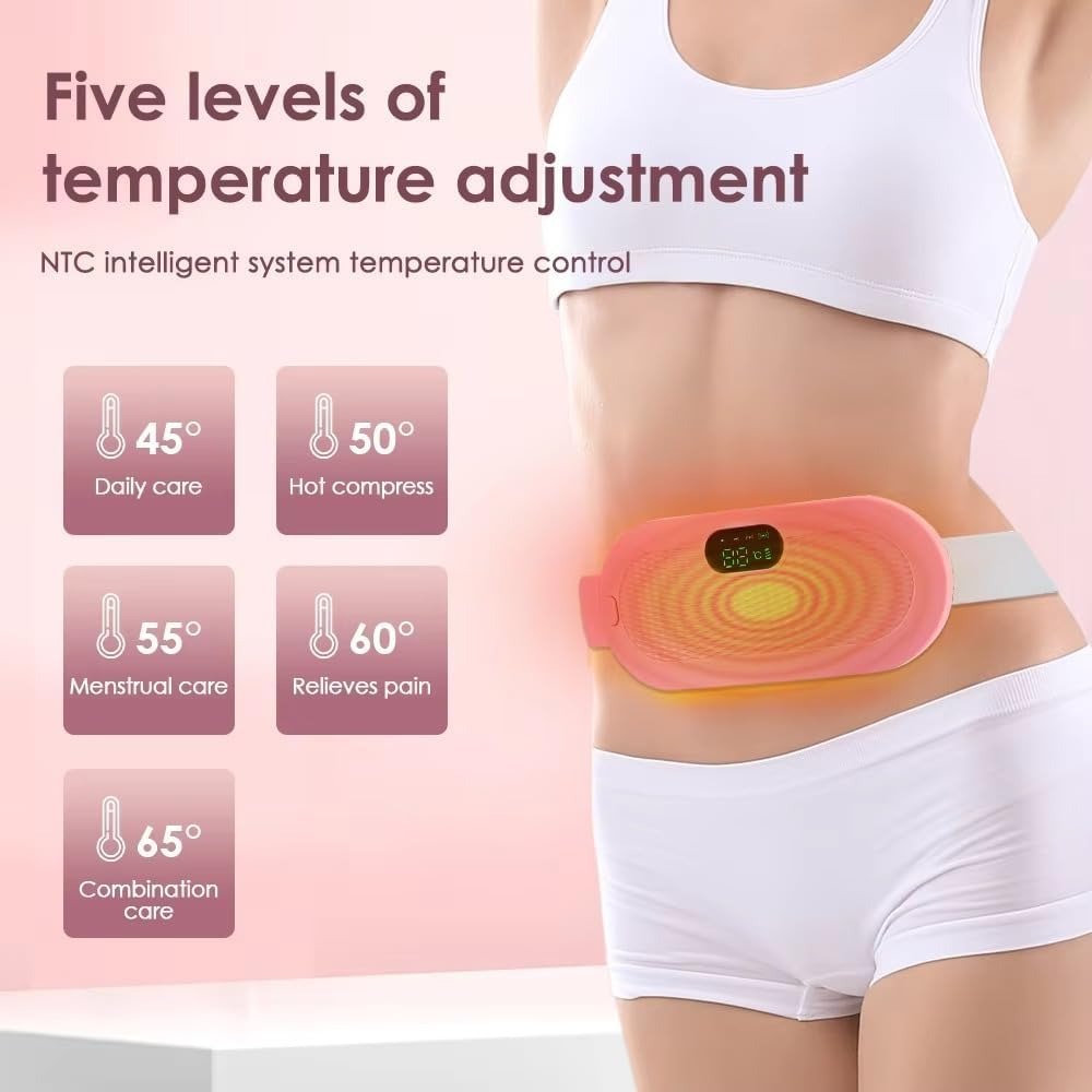Period Cramp Relief Belt for Women – Adjustable Heating Pad with Vibration for Menstrual Pain & Backache
