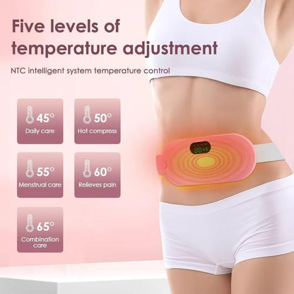Period Cramp Relief Belt for Women – Adjustable Heating Pad with Vibration for Menstrual Pain & Backache