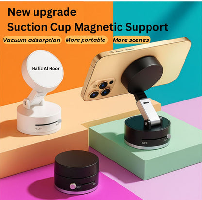 Pocket Magnetic Suction Base Round Mobile Holder – Mini Strong Magnetic Phone Stand with Suction Cup for Desk, Car & Travel