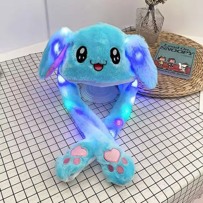 Bunny Ear Jumping Cap with LED Light – Cute Moving Ear Hat for Kids & Adults