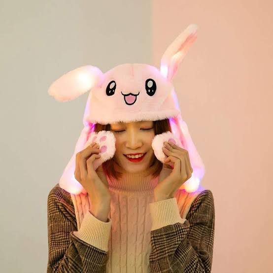 Bunny Ear Jumping Cap with LED Light – Cute Moving Ear Hat for Kids & Adults