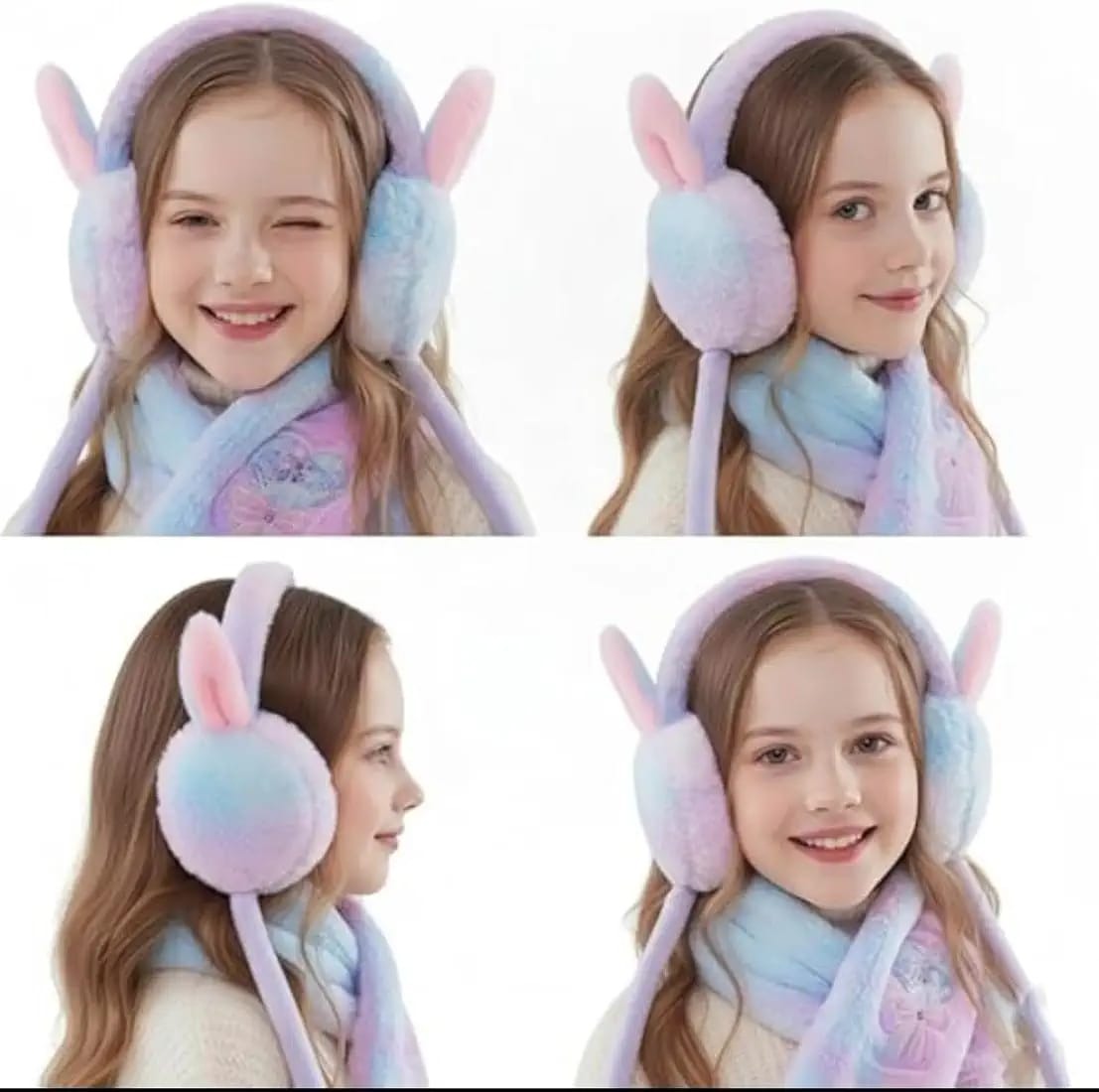 Cute Soft Winter Ear Warmers with Jumping Bunny Ears – Ultra Plush Warm Earmuffs for Kids, Girls & Teens - Random Color