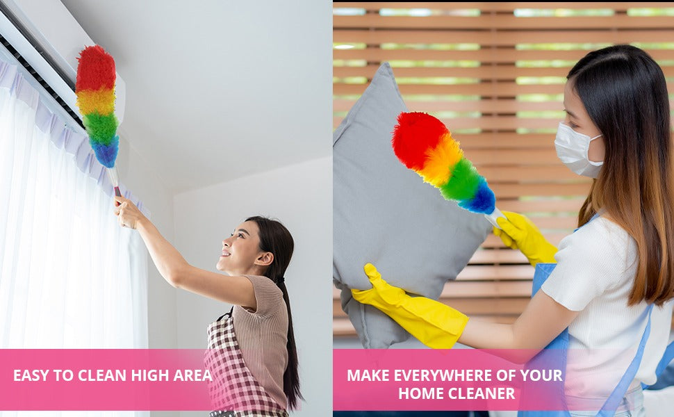 Rainbow Feather Duster – Microfiber Brush for Cleaning Dust & Dirt