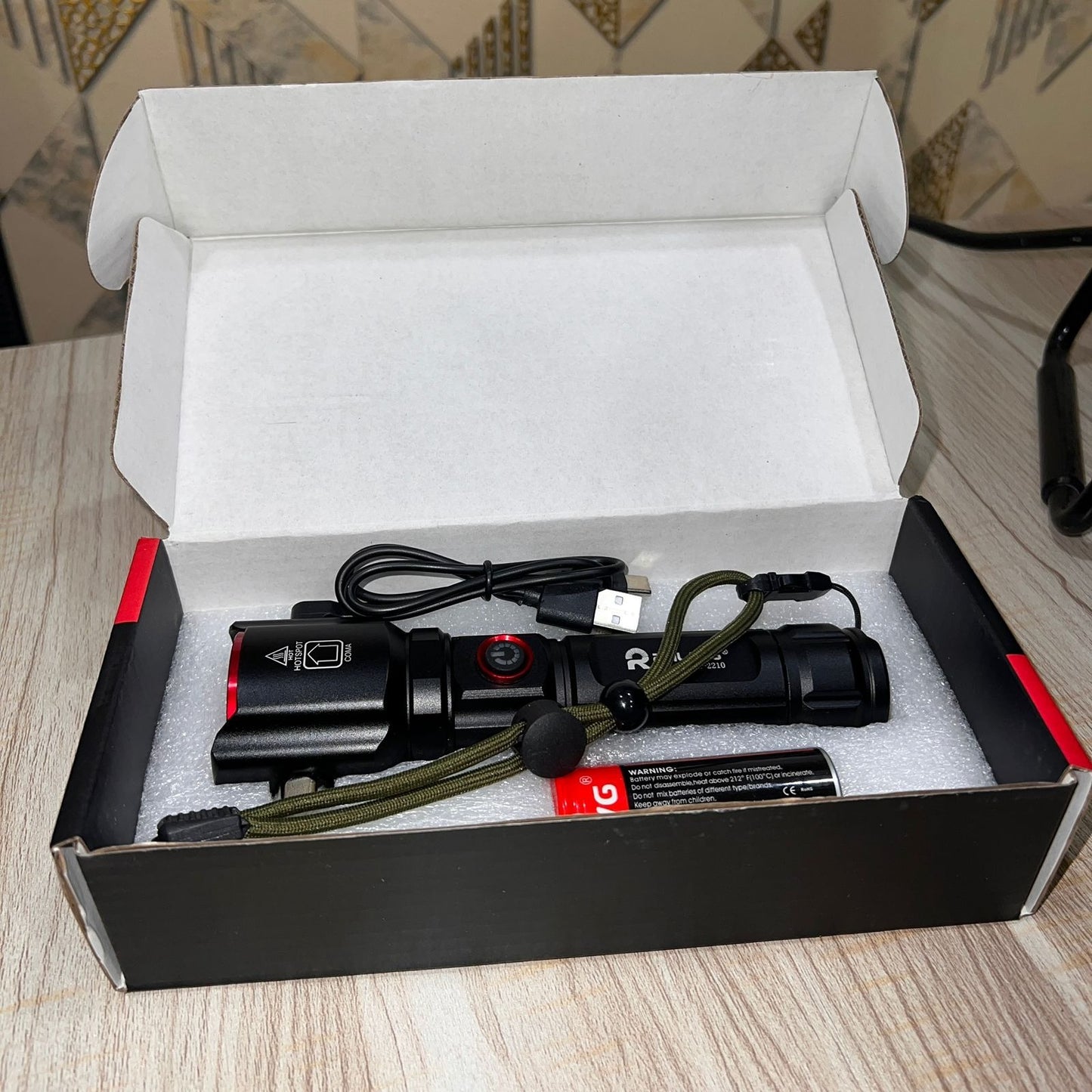 8-in-1 Emergency LED Flashlight – 12000mAh Power Bank, Metal Body Torch with 1KM Range & Safety Tools