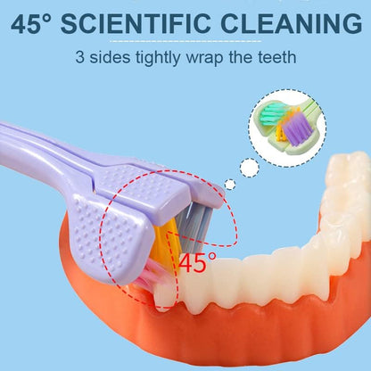 Pack of 2 | 3 Side Toothbrush | 180° Triple Head Soft Bristle Toothbrush | Deep Cleaning for Teeth & Gums