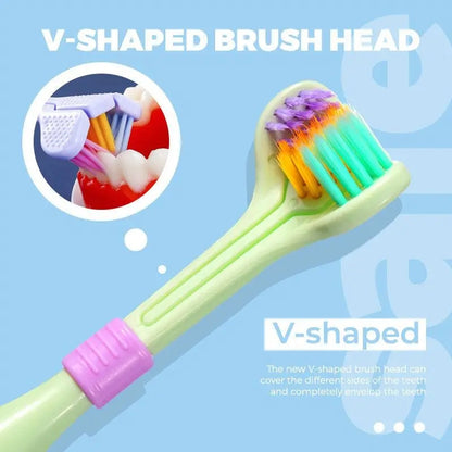 Pack of 2 | 3 Side Toothbrush | 180° Triple Head Soft Bristle Toothbrush | Deep Cleaning for Teeth & Gums