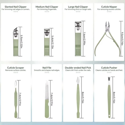 Professional 16pcs Manicure & Pedicure Grooming Kit – Stainless Steel Nail Clipper Set with Travel Case