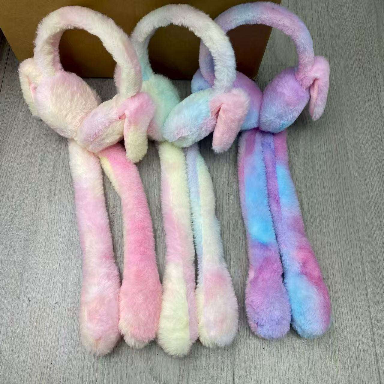 Cute Soft Winter Ear Warmers with Jumping Bunny Ears – Ultra Plush Warm Earmuffs for Kids, Girls & Teens - Random Color