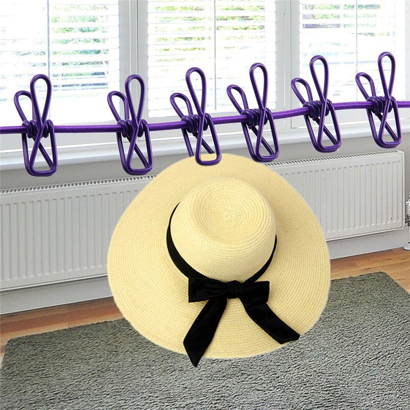 Portable Retractable Clothesline with 12 Clips - Adjustable Laundry Drying Rope, Compact and Lightweight, Perfect for Travel, Camping, and Home Use