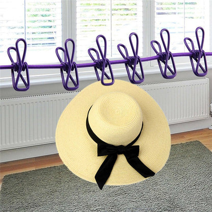 Portable Retractable Clothesline with 12 Clips - Adjustable Laundry Drying Rope, Compact and Lightweight, Perfect for Travel, Camping, and Home Use