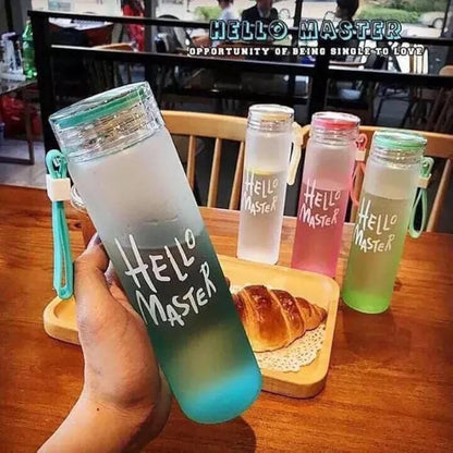 Portable Hello Master Glass Bottle – 500ml Leakproof Water Bottle for Daily Use