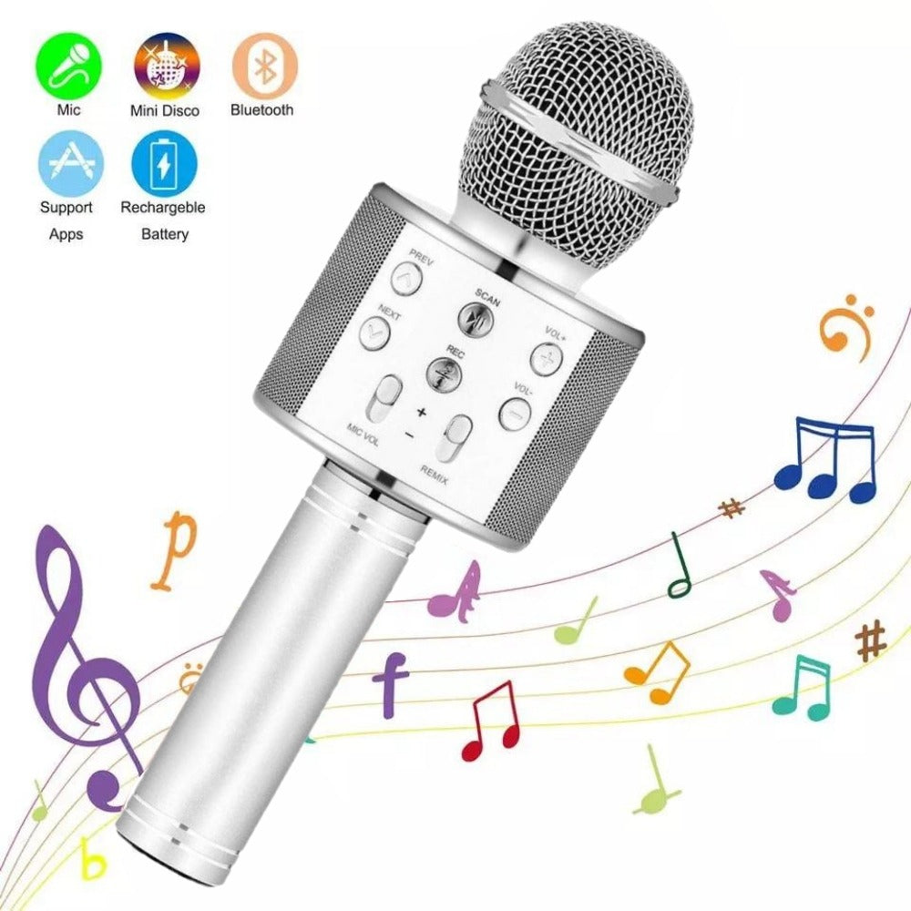 Wireless Microphone & Speaker – Portable Bluetooth Karaoke Mic with Built-in Speaker for Singing & Parties