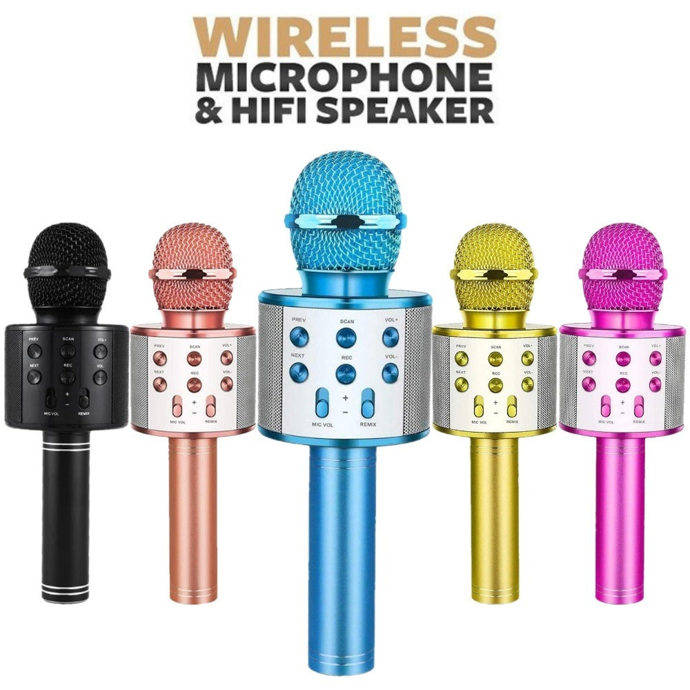 Wireless Microphone & Speaker – Portable Bluetooth Karaoke Mic with Built-in Speaker for Singing & Parties