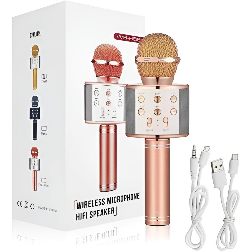 Wireless Microphone & Speaker – Portable Bluetooth Karaoke Mic with Built-in Speaker for Singing & Parties