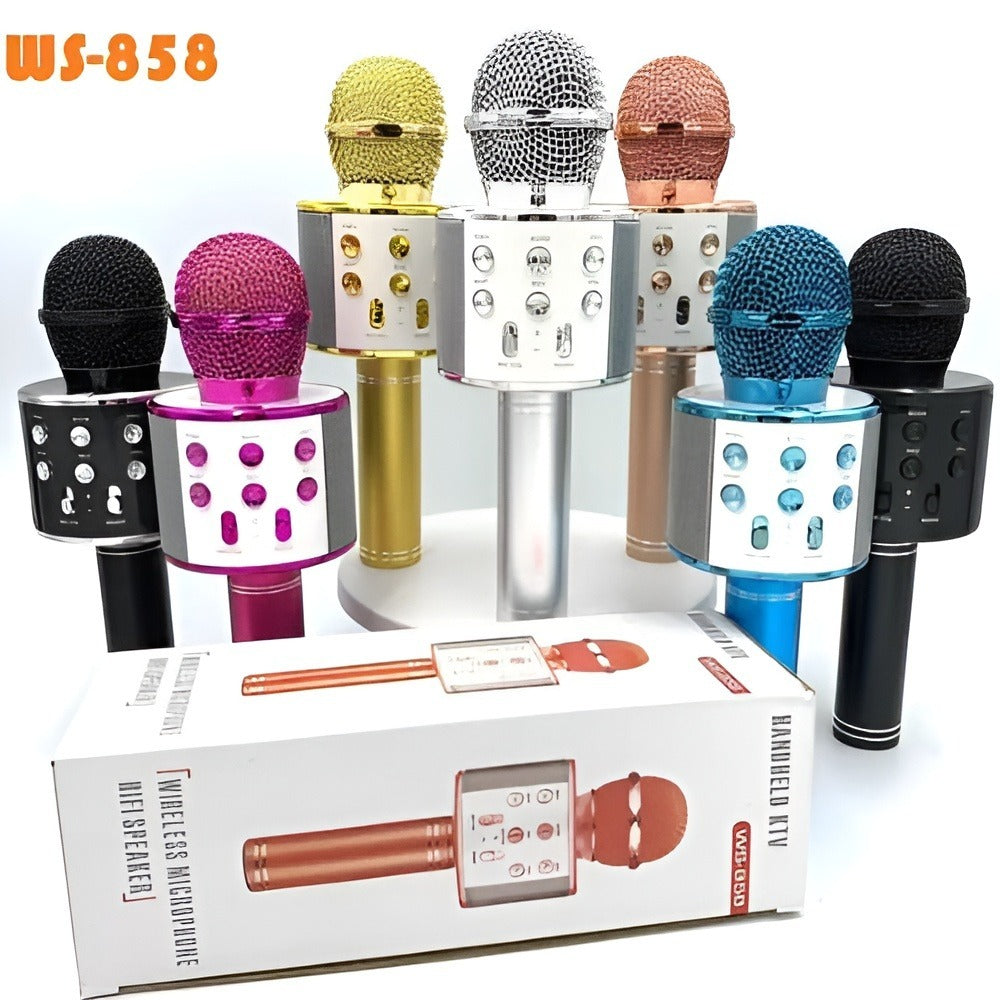 Wireless Microphone & Speaker – Portable Bluetooth Karaoke Mic with Built-in Speaker for Singing & Parties