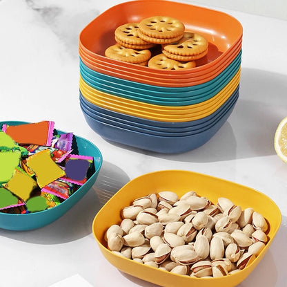 10 Pieces Spit Bone Dish Set with Stand – Multi-Function Food Grade Plastic Plates | Round & Square Dining Table Garbage Plates