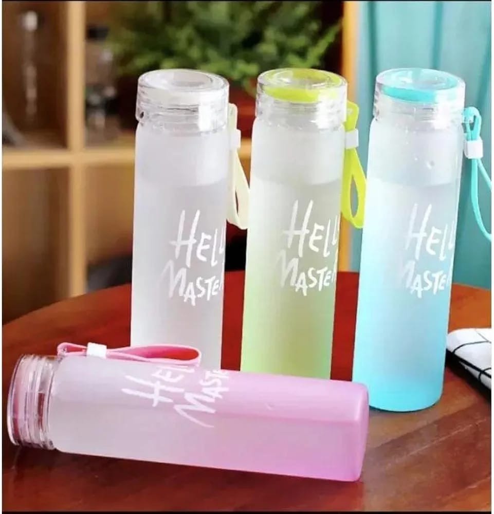 Portable Hello Master Glass Bottle – 500ml Leakproof Water Bottle for Daily Use