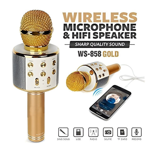 Wireless Microphone & Speaker – Portable Bluetooth Karaoke Mic with Built-in Speaker for Singing & Parties