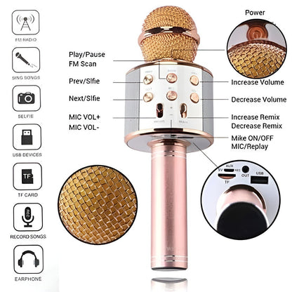 Wireless Microphone & Speaker – Portable Bluetooth Karaoke Mic with Built-in Speaker for Singing & Parties