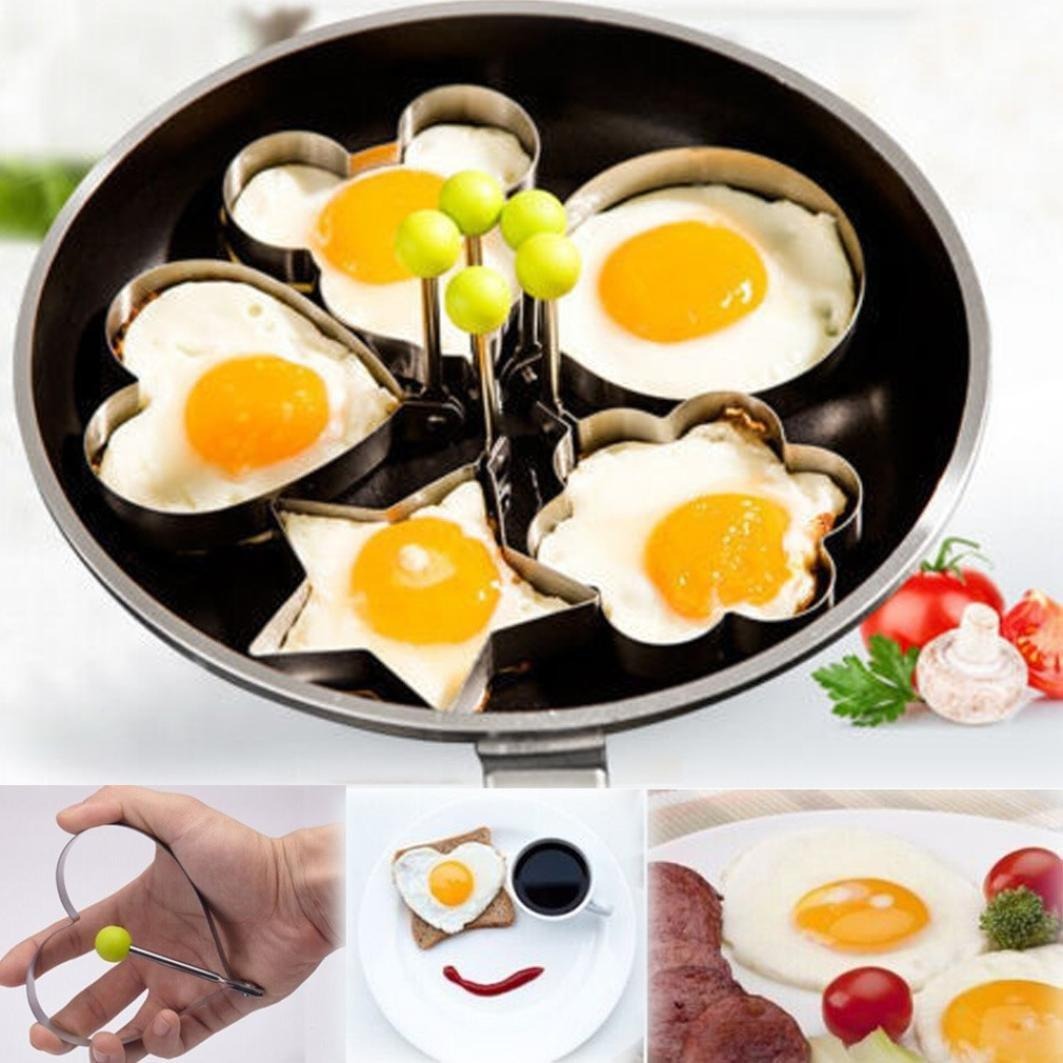 Egg Molds Set of 4 - Non-Stick Egg Shapers for Perfectly Cooked Eggs