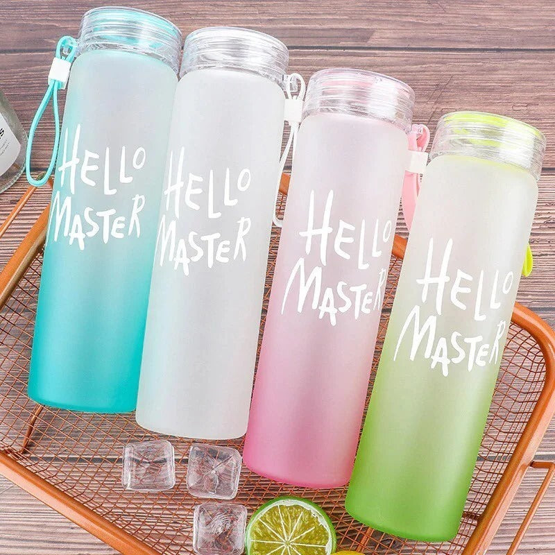 Portable Hello Master Glass Bottle – 500ml Leakproof Water Bottle for Daily Use